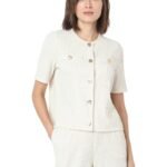 VERO MODA Women Self Design Round Neck Monochrome Top